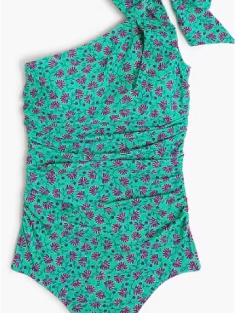 NWT J. Crew One Shoulder Bow One Piece Swimsuit In Bright Kelly Iris M Medium